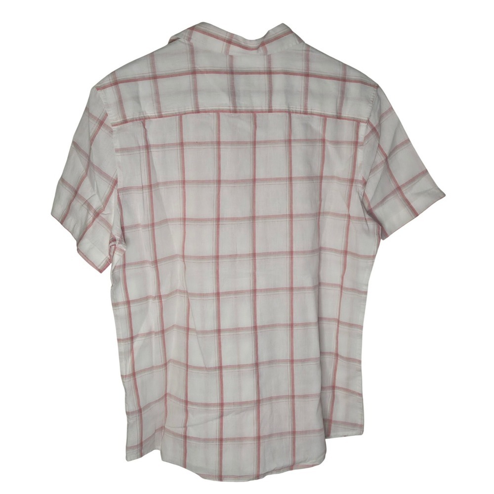 Goodfellow & Co Mens Linen Slim Fit Short Sleeve Plaid Button Up Shirt Size M - Picture 3 of 4